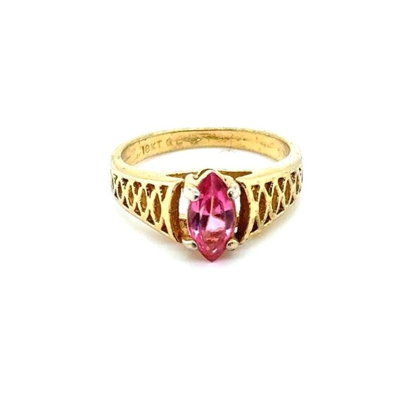 18K G.E. Pink Stone Ring - Picture 1 of 6